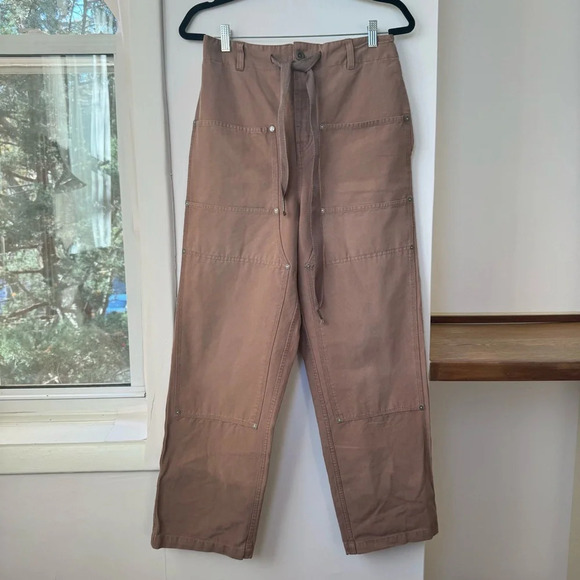 New Free People We The Free Cargo Carpenter Pull On Pants Drawstring Wide Leg - Picture 1 of 9